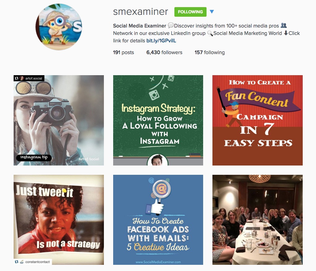 Social Media Examiner Instagram